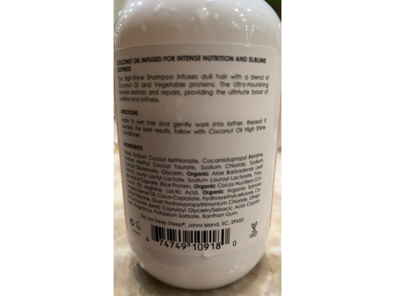 Deep Steep High Shine Shampoo, Coconut Oil, 17fl oz/503 mL