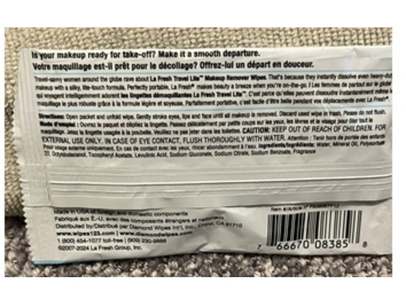 LA Fresh Travel Lite Makeup Remover Wipe, Vitamin E, 1 Count