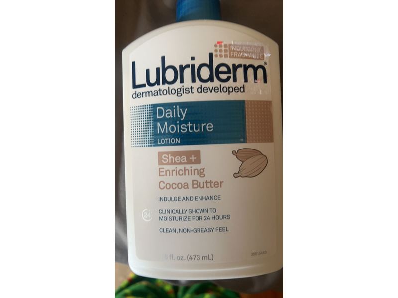Lubriderm Daily Moisture Lotion, Shea Enriching Cocoa Buttrer, 16 fl oz/473 mL