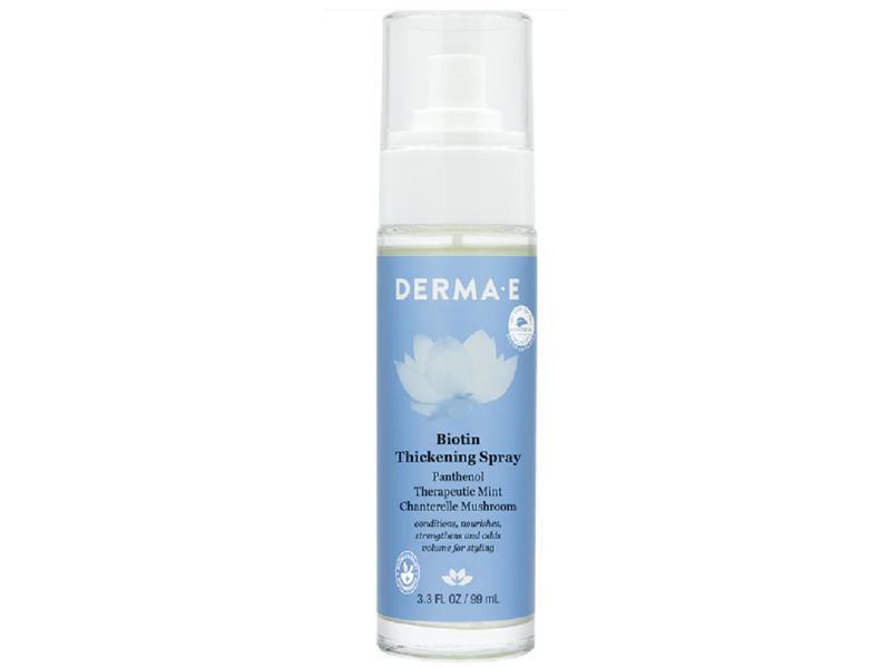 Derma E Biotin Thickening Spray, Panthenol, Therapeutic Mint & Chanterelle Mushroom, 3.3 fl oz/99 mL