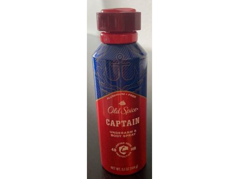 Old Spice Captain Underarm & Body Spray, Aluminum Free, 5.1 oz/144 g