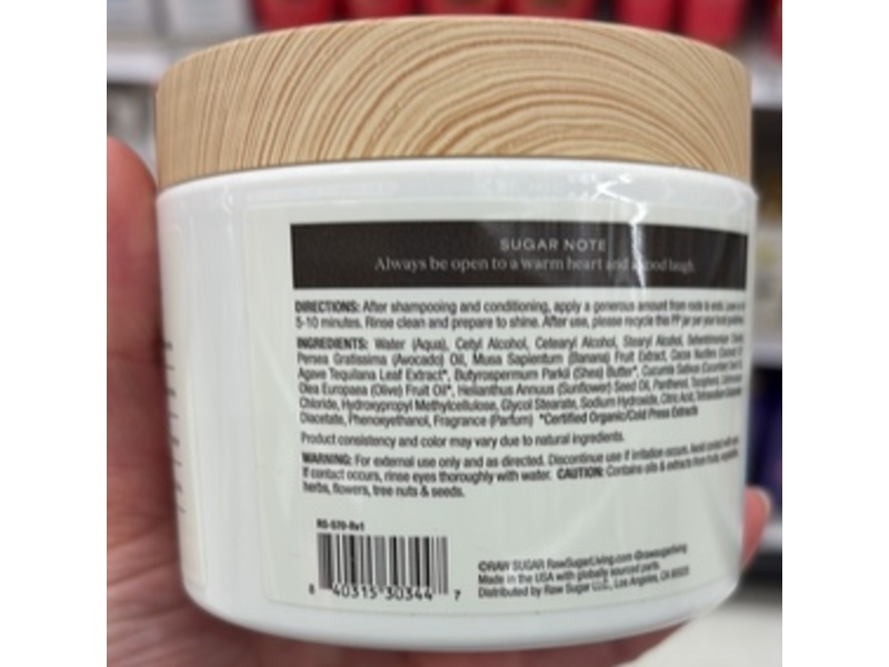 Raw Sugar The Moisture Smoothie Hair Mask, Avocado+Coconut, 10 fl oz/295 ml