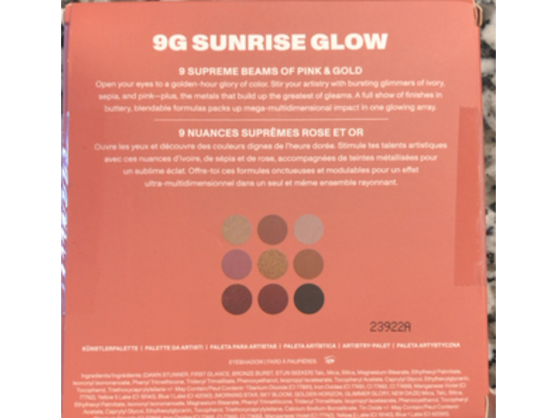 Morphe 9G Sunrise Glow Artistry Palette, 0.04 oz, Pack Of 9