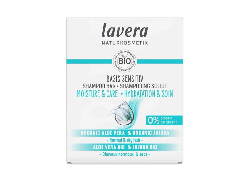Lavera Basis Sensitive Moisture & Care Shampoo Bar, Aloe Vera & Jojoba, 50 g
