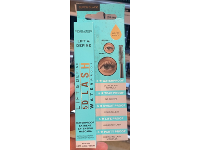 Revolution Lift & Define 5D Lash Waterproof Mascara, 0.47 fl oz/14 mL