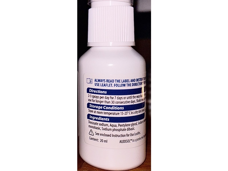 Audisol Ear Wax Remover, Docusate Sodium, 20 mL