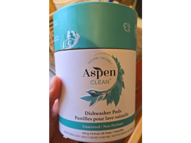 Aspen Clean Dishwasher Pods, Unscented, 14.8 oz/420 g