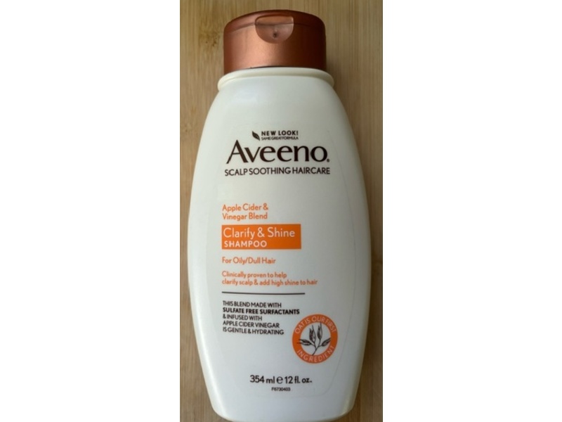 Aveeno Clarify & Shine Shampoo, Apple Cider Vinegar Blend, 12 fl oz/354 mL