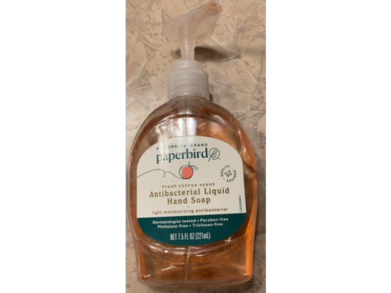 Shoprite Paperbird Antibacterial Liquid Hand Soap, Fresh Citrus Scent, 7.5 fl oz/221 mL