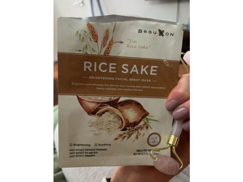 BeauKON Facial Sheet Mask, Rice Sake, 0.77 fl oz/23 mL