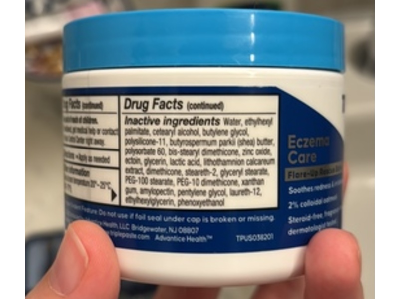Triple Paste Derma Eczema Care Flare-Up Rescue Balm, Colloidal Oatmeal, 5 oz/142 g