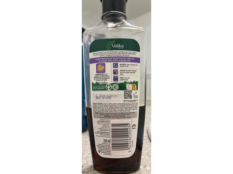 Dabur Vatika Black Seed+Multivitamin Hair Oil, 200 mL