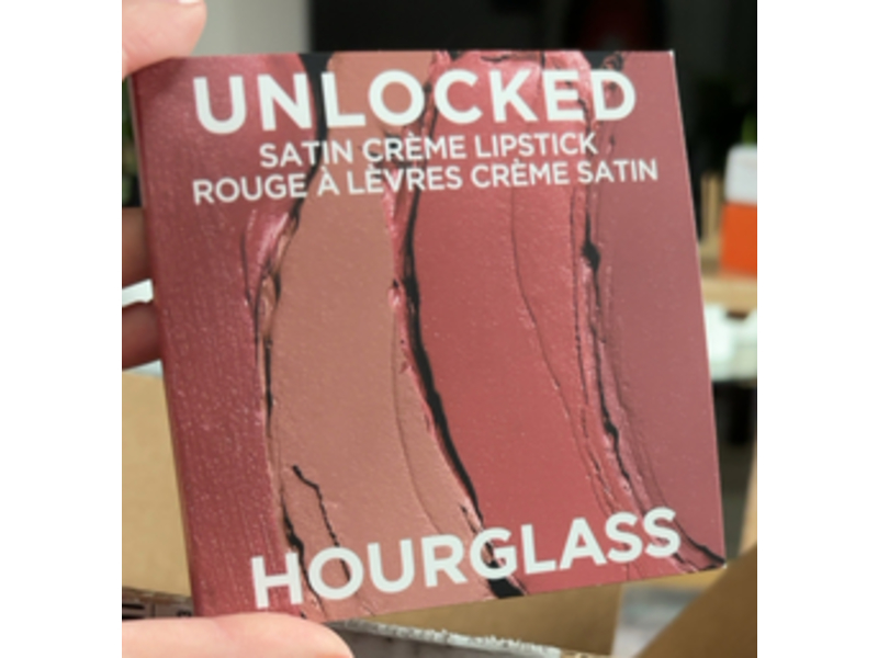 Hourglass Unlocked Satin Creme Lipstick, Alpine 304 + Dahlia 318, Cypress 328, Red 0, 0.003 oz/0.09 g, 4 Count