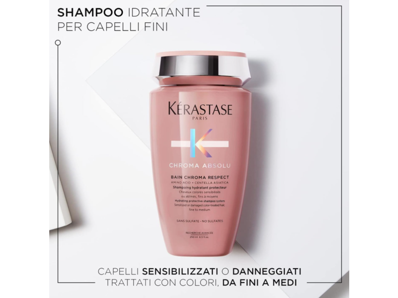 Kerastase Chroma Absolu Bain Chroma Respect Shampoo, Amino Acid + Centella Asiatica, 8.5 fl oz/250 mL