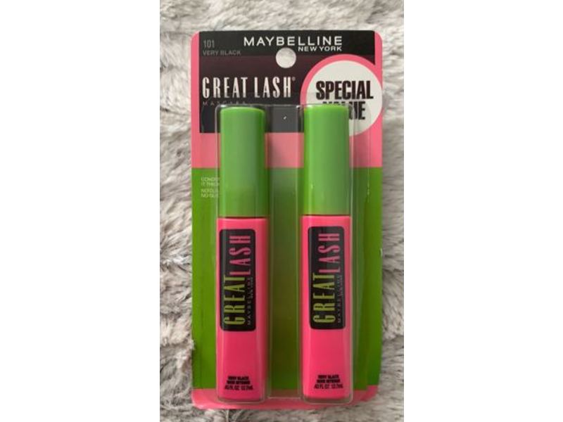 Maybelline Great Lash Mascara, 101 Very Black, 0.43 oz, 2 Pack