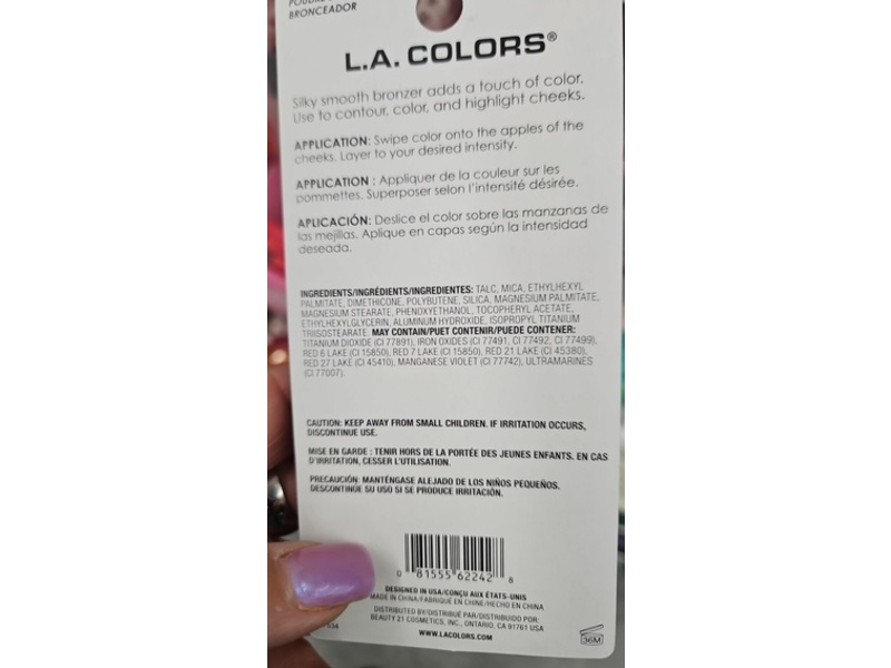 L.A Colors Sunkissed Glow Powder Bronzer, Bronze, 0.13 oz/3.8 g