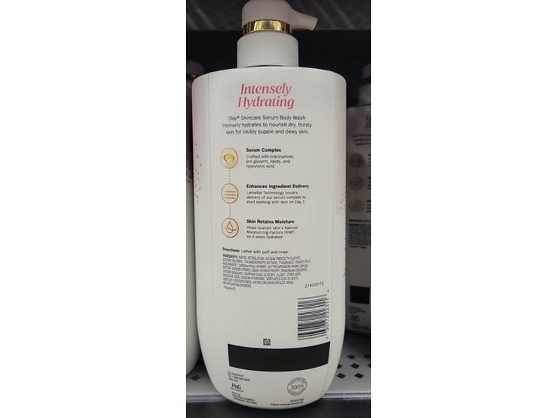 Olay Intensely Hydrating Body Wash, Hyaluronic Serum Complex, 28 fl oz/828 mL