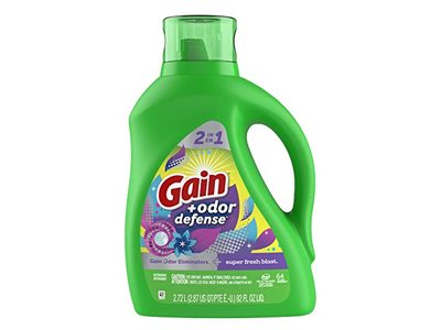 Gain 2 In 1 +Odor Defense Laundry Detergent, Super Fresh Blast, 64 Loads, 92 fl oz/2.72 L
