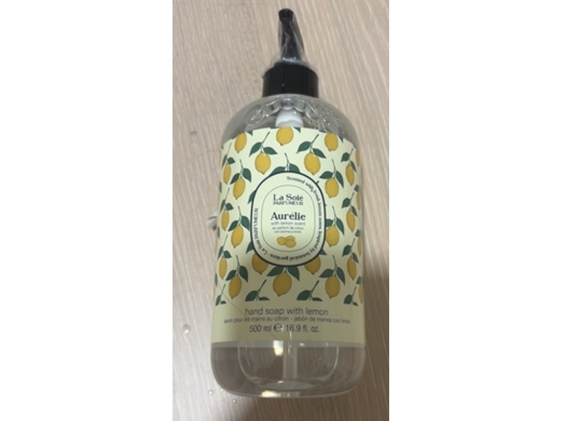 La Soie Parfumeur Aurelie Hand Soap, Lemon Scent, 16.9 fl oz/500 mL