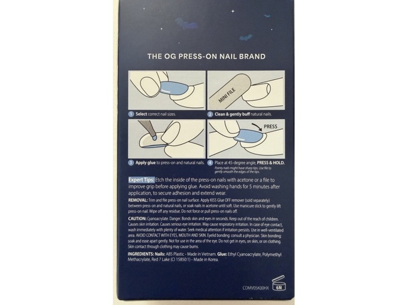 Kiss Haunt Press On Nails & Glue Kit, Glow In The Dark, 32 Nails, 0.07 oz/2 g