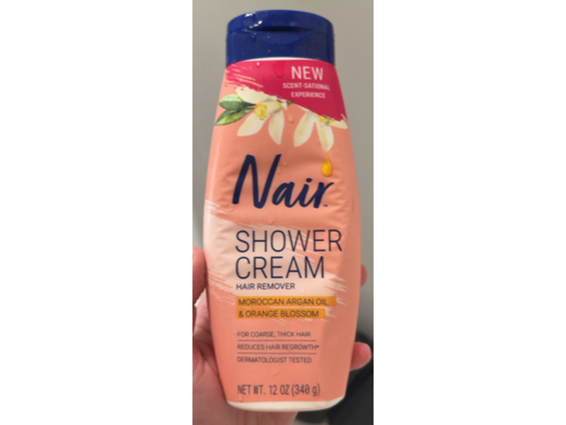 Nair Shower Cream Hair Remover, Moroccan Argan Oil & Orange Blossom, 12 oz/340 g