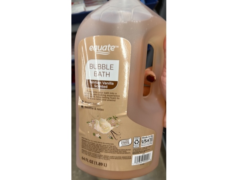 Equate Bubble Bath, Tahitian Vanilla Scented, 64 fl oz/1.89 L