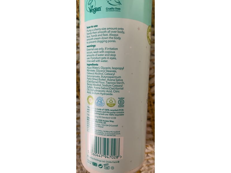 Childs Farm Baby Moisturiser, Oat Derma, 500 mL