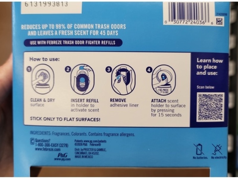 Febreze Trash Odor Fighter Air Freshener, Gain Original Scent, 0.16 fl oz/4.88 mL