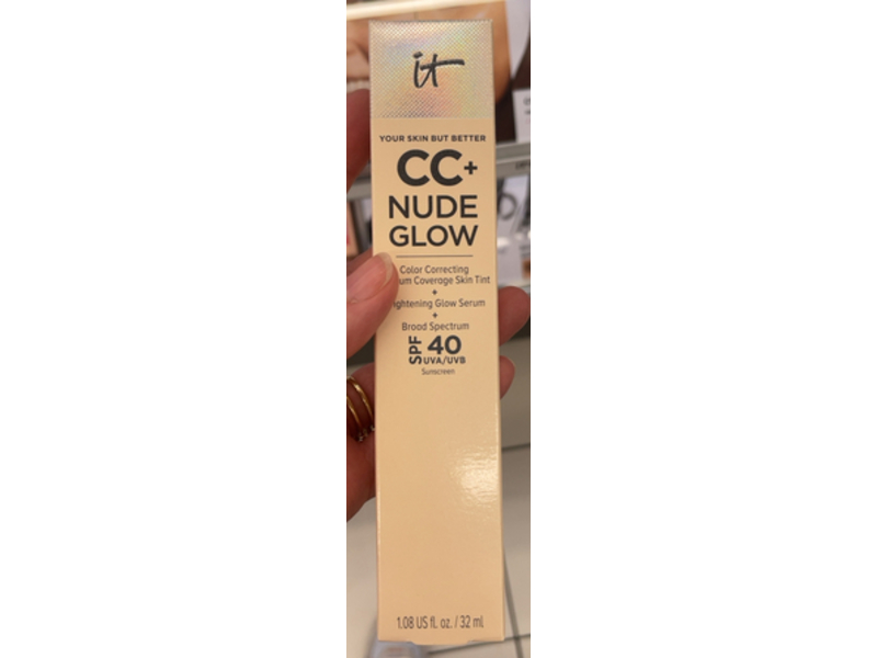 It CC+ Nude Glow Color Correcting Medium Coverage Skin Tint + Glow Serum, Medium Tan, SPF 40, 1.08 fl oz/32 mL