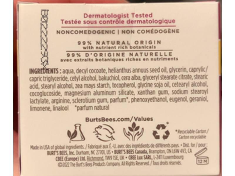 Burt's Bees Anti Wrinkle Moisturizing Cream, 1.8 oz/51 g