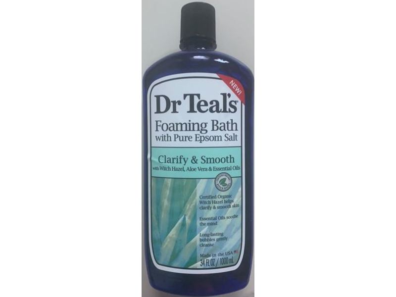 Dr Teal's Foaming Bath With Pure Epsom Salt, Clarify & Smooth, 34 fl oz/1000 mL