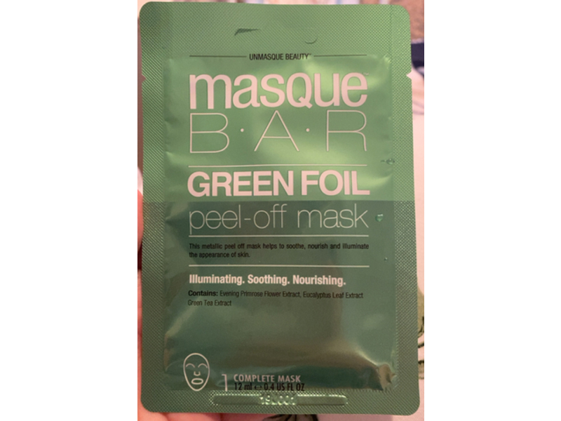 masque B.A.R Green Foil Facial Peel Off Mask, 0.4 fl oz/12 mL, Pack Of 6