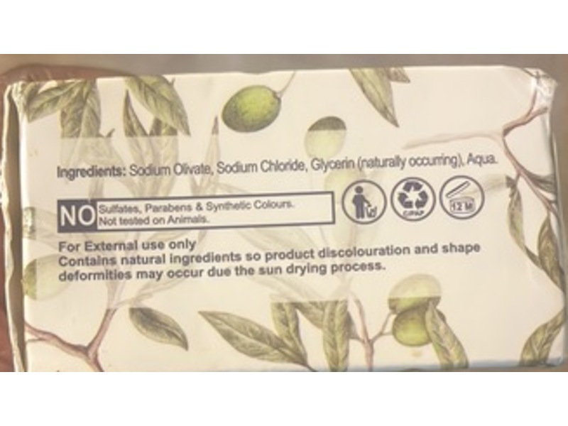 Clere Natural Beauty Natural Sun-Dried Olive Oil Soap, Fragrance Free, 200 g