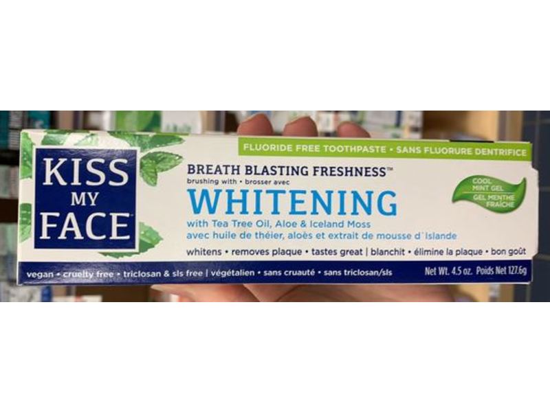 Kiss My Face Whitening Toothpaste, Cool Mint Gel, 4.5 oz/127.6 g