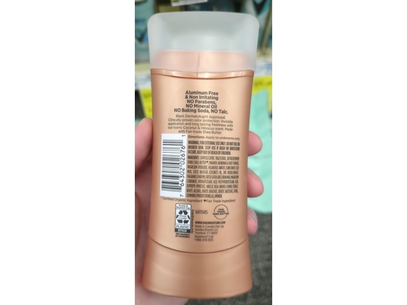 SheaMoisture Deodorant Stick, Coconut & Hibiscus, 2.6 oz/74 g