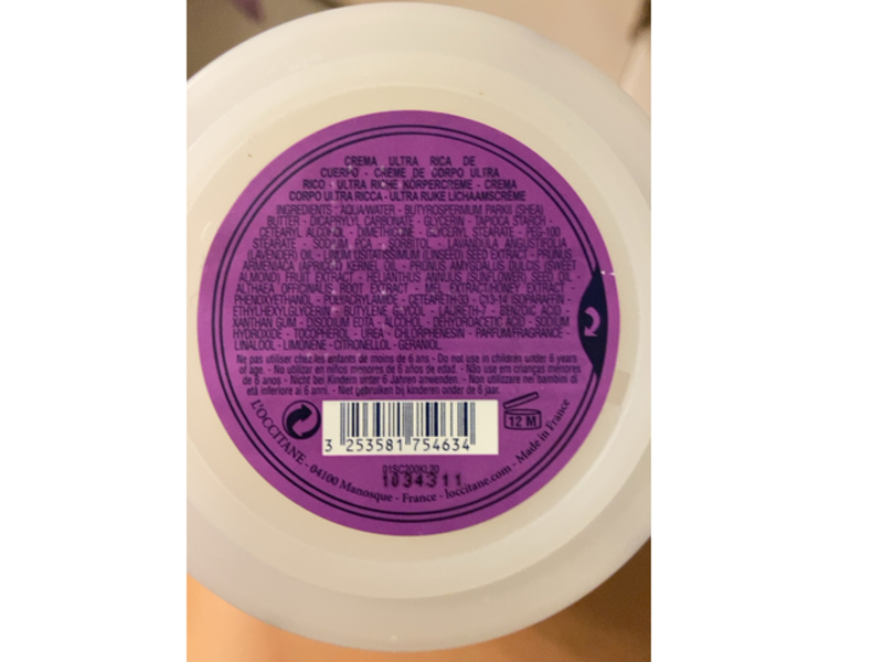 L'Occitane En Provence Ultra Rich Body Cream, Lavender, 6.9 oz/200 mL
