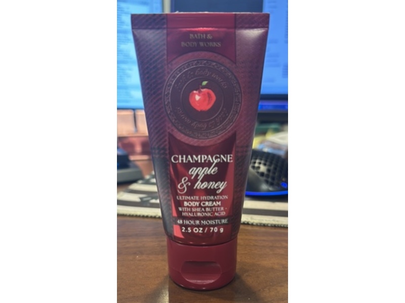 Bath & Body Works Shea Butter + Hyaluronic Acid Ultimate Hydration Body Cream, Champagne Apple & Honey, 2.5 oz/70 g
