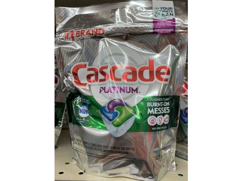 Cascade Platinum Actionpacs Dishwasher Detergent, Fresh Scent, 21 Pacs, 11.7 oz/331 g