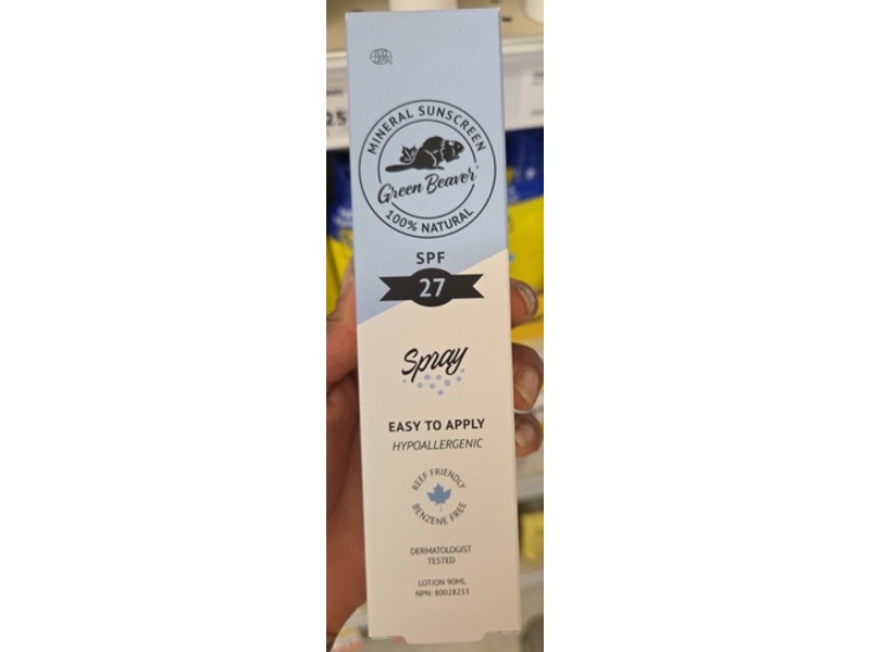 Green Beaver Mineral Sunscreen Spray, SPF 27, 90 mL