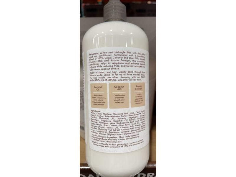 SheaMoisture Daily Hydration Conditioner, Coconut Milk & Acacia Senegal, 34 fl oz/1 L