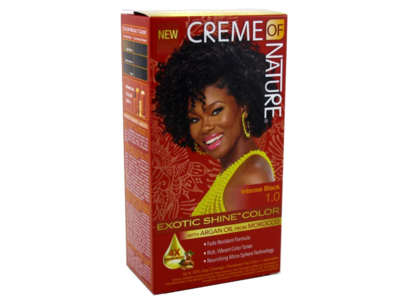 Creme of Nature Exotic Shine Color Permanent Hair Color, Intense Black 1.0, 1 Application