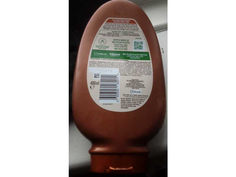 Garnier Ultimate Blends Smoothing Conditioner, Coconut Oil & Cocoa Butter, 400 mL