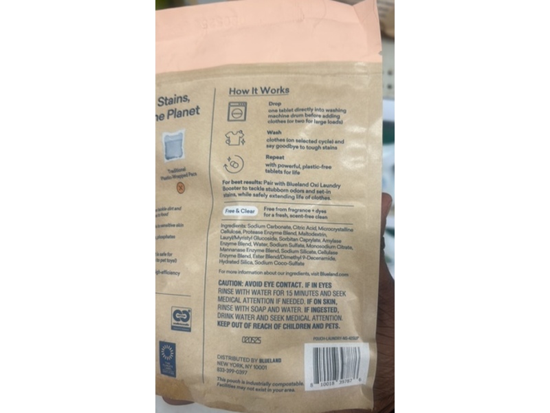 Blueland Laundry Detergent Tablets, Free and Clear, 42 Loads, 8.4 oz/239 g