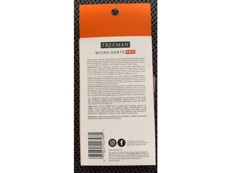 Freeman Micro-Darts Pro Dark Spot Patches, Hydrating Acid + Vitamin C, 0.004 oz/0.13 g, 6 Count