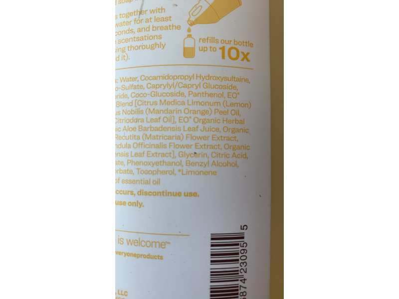 Everyone Gentle + Nourishing Hand Soap, Meyer Lemon + Mandarin, 128 fl oz/3.8 L