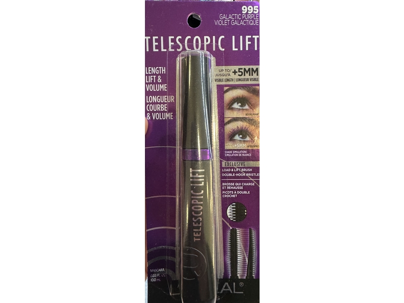 L'oreal Paris Length Lift & Volume Telescopic Lift Mascara, 995 Galactic Purple, 0.33 fl oz/10.0 mL