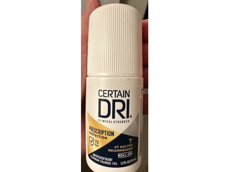 Certain DRI Prescription Strength Antiperspirant Roll-On, Aluminum Chloride 15%, 1.2 fl oz/35 mL