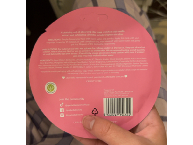 Que Bella Mask, Cupcake Clay, 0.35 oz/10 g