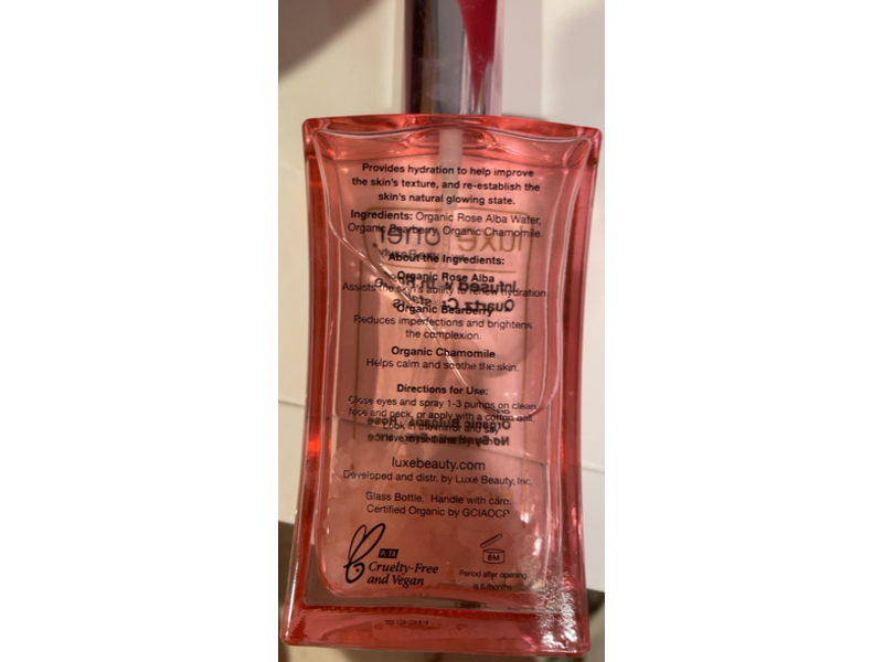 Luxe Beauty Toner Infused with Rose Quartz Crystals, 3.4 fl oz/100 mL