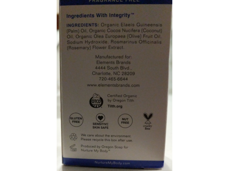 Nurture My Body Pure And Simple Soap, Fragrance Free, 3.5 oz/100 g